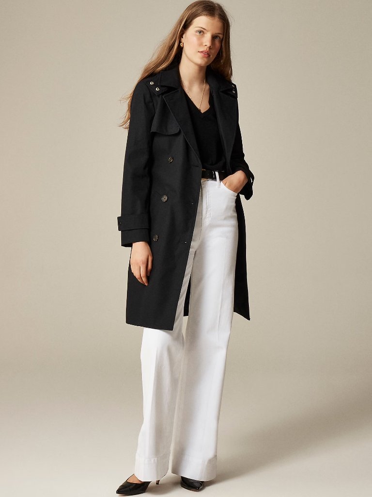 J. Crew Woman's Black Icon Trench Coat New Size 20 * No Belt*